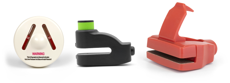 Three EAS security tags